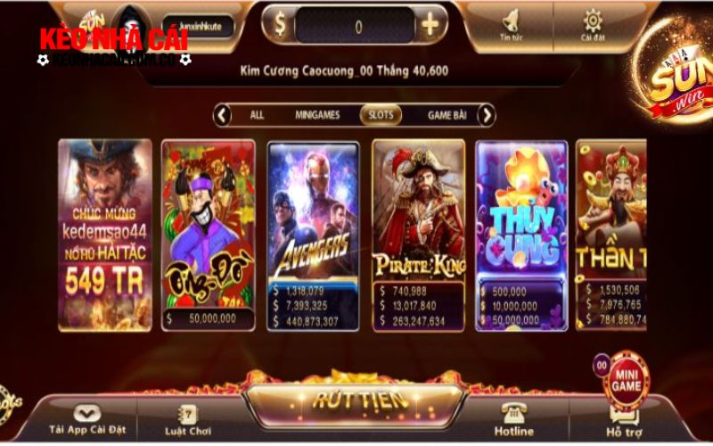 Các sản phẩm có tiếng tại sảnh game bài Sunwin